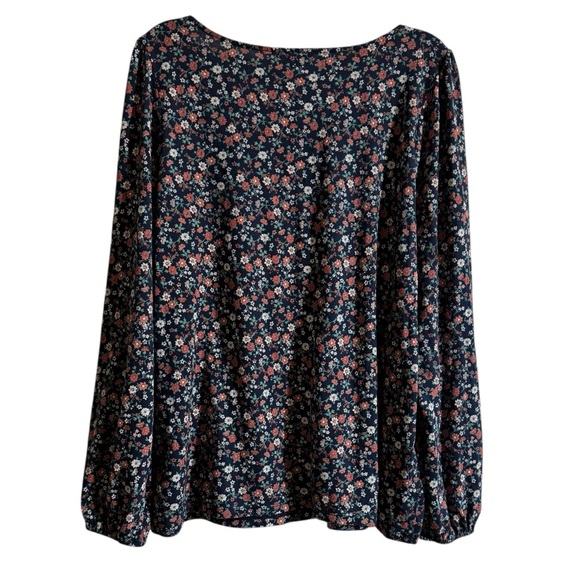Lucky Brand Floral Top Tee Square Neck Long Sleeve Pheasant Cottagecore XL - Picture 7 of 9